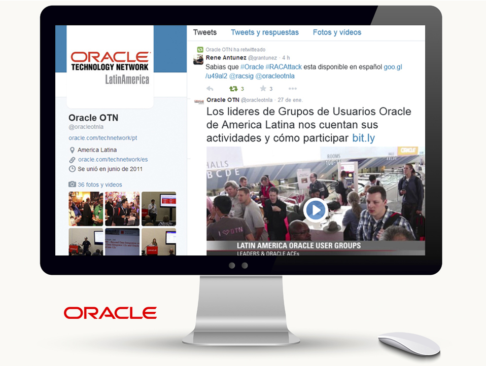 Acciones en redes sociales para Oracle